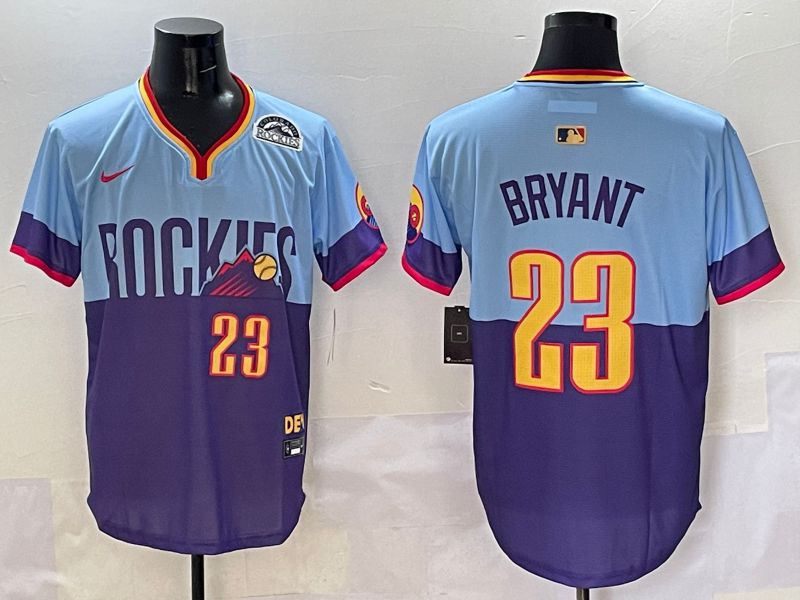 Men Colorado Rockies 23 Bryant Purple blue Joint Name 2025 Nike MLB Jersey style 4